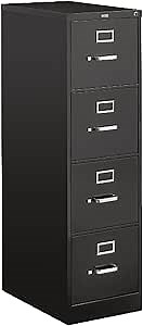 HON 4 Drawer Vertical File Cabinet with Lock, Metal Filing Cabinets with 4-Drawers for Hanging Files and Letter Files, 25" Deep, Black