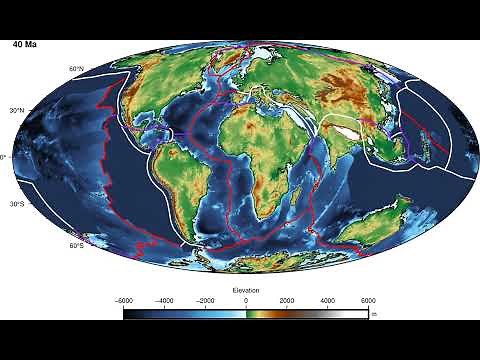 World Map Animation of Landscape Evolution Over Past 100 Million Years