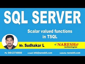 Scalar valued functions in TSQL Part-2 | SQL Server | MSSQL Training | By Mr.Sudhakar L