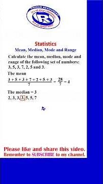 Statistics: Mean, Median, Mode and Range