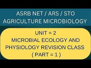 ASRB NET AGRICULTURE MICROBIOLOGY UNIT 2 MICROBIAL ECOLOGY & PHYSIOLOGY REVISION CLASS PART 1 #asrb