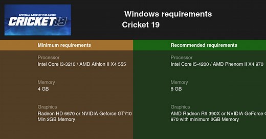 Cricket 19 System Requirements — Can I Run Cricket 19 on My PC?