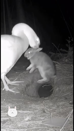 Boonie Rabbit on Instagram: "A curious goose wanders up to a rabbit burrow and pokes its head inside, lifting a tiny bunny out in confusion. The little rabbit squeaks loudly, and in an instant the mother rabbit rushes out, startling the goose. Surprised, the goose quickly backs away and heads off, while the bunny safely returns home with its family. A tense moment that ends calmly and safely. #rabbit #bunny #goose #wildlife #nature #animalvideos #cuteanimals #familymoments #storytelling #naturel