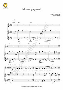 Partition piano Mistral Gagnant de Renaud