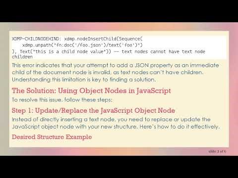 How to Convert a Text Node into an Object Node for Adding a Child Node in MarkLogic