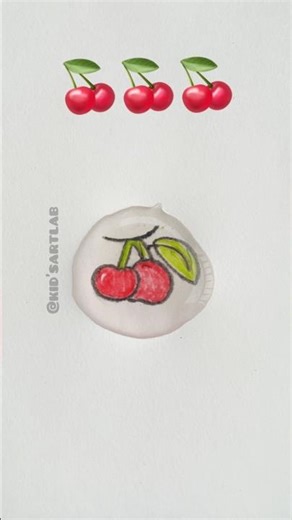 How to draw cherry🍒 | easy cherry drawing #easydrawing #howtodraw #ytshorts