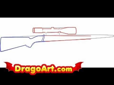 How to draw a Rifle, step by step