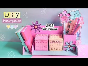 DIY Desk Organizer/pen holder, Calendar, box, notebook holder/how to make desk organizer at home