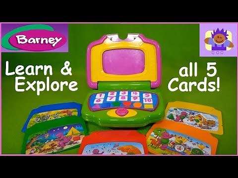 2002 Mattel Barney learning fun interactive laptop toy with 5 cards