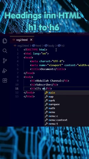 HTML Headings Tutorial | H1 to H6 Tags Explained in VS Code