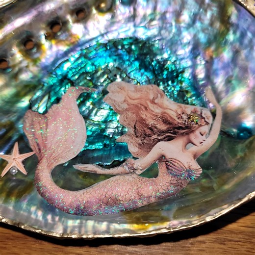 Large Abalone Shell Mermaid Art Shimmering Coastal Beach Gift - Etsy