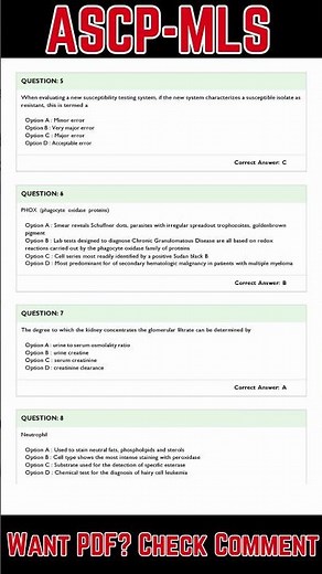 Practice Test - Medical Laboratory Scientist ( ASCP-MLS ) Exam Questions