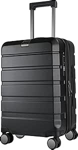 KROSER Hardside Expandable Carry On Luggage with Spinner Wheels & Built-in TSA Lock, Durable Suitcase Rolling Luggage with USB Port, Carry-On 20-Inch, Black