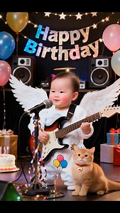 Adorable baby singing Happy birthday with cute kitten Musiccattv | Bobo Chan
