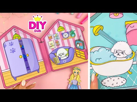 PAPER DOLLS DOG HOUSE TUTORIAL SIMPLE PAPER CRAFTS DIY