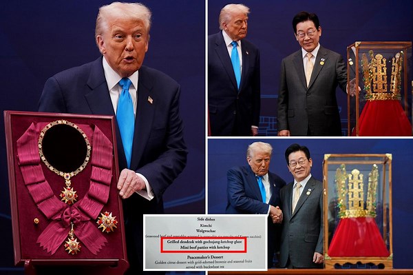 South Koreans give Trump gold crown, necklace before feeding him ‘beef patties with ketchup’