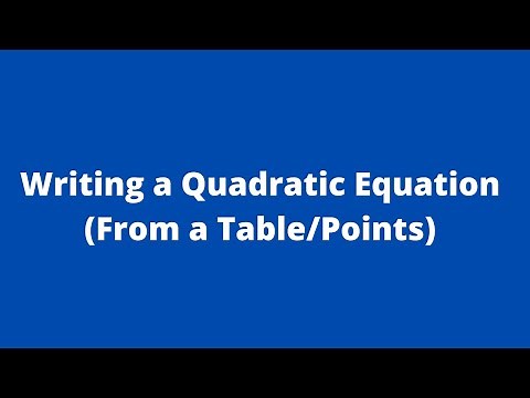 How to Find The Quadratic Equation From a Table/Points