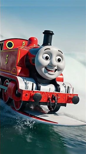 James Red Engine Shreds Giant Waves Thrill!~James Kereta Merah Goyang Ombak Raksasa!