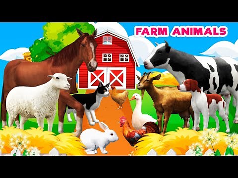 Farm animals for kids - Learn NAMES & SOUNDS - educational kid video
