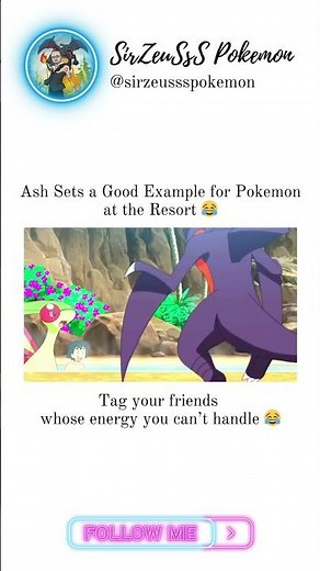 Ash Sets a Good Example for Pokemon at the Resort In Pokemon Sun and Moon Ultra😂 Tag your friends 😂