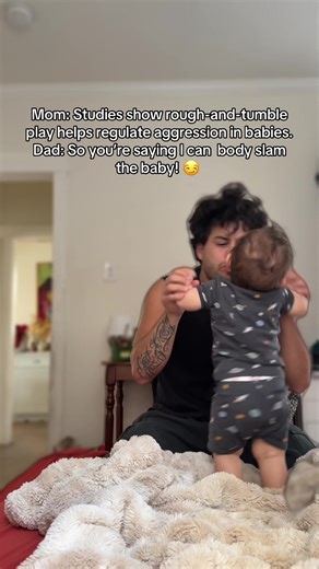 Rough-and-tumble play helps kids learn how to feel big energy, excitement, and frustration without losing control. The emotional brain lights up, while the brain’s braking system learns when to slow things down. It’s how kids learn: this is the edge. this is too far. this is how we stop. Big movement. Clear boundaries. Fast repair. What looks like wrestling is actually emotional training — teaching regulation through joy, trust, and connection. #Parenting #dadlife #parentingtip #babyfacts