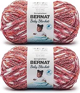 Bernat Baby Blanket RED Ribbon Yarn - 1 Pack