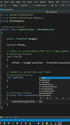 Unity Simple Camera Follow Script for 3D Games - Unity C# Scripting Tutorial for Beginners