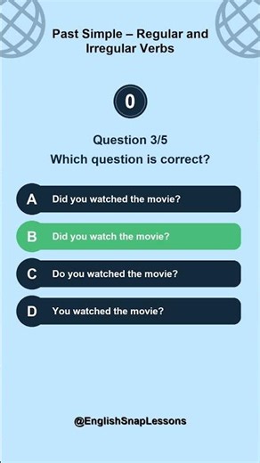 5 Past Simple Questions! 🇬🇧 | English Grammar Shorts #easyenglisheveryday #englishlearningclass