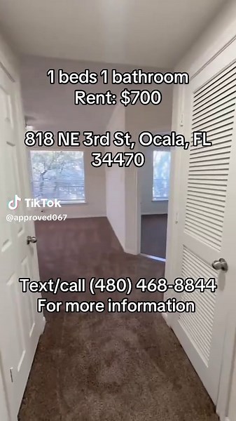 2 bedrooms with 1 bathrooms Rent: $700 Location: 818 NE 3rd St, Ocala, FL 34470 whatsapp:  1 (480) 468-8844 Text or call (480) 468-8844 for more information. #ocalafl #ocalaflorida #ocalaflorida#apartmenttour #fypage