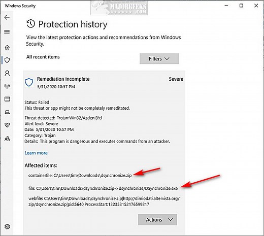 How to Fix Windows Defender Remediation Incomplete - MajorGeeks