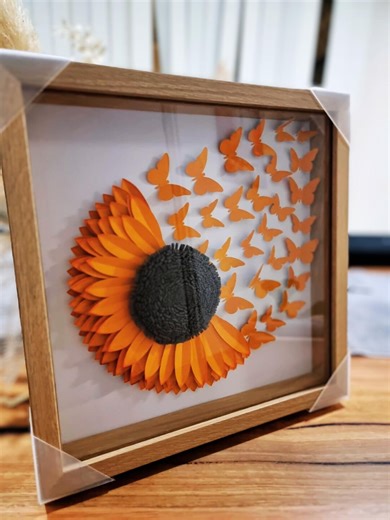 SUNFLOWER BUTTERFLY Shadow Box | Paper Flower | Personalised Sunflowers - Etsy Australia