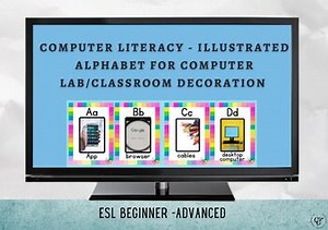 Illustrated Alphabet for Computer Lab and Classroom Decoration