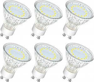 6-Pack GU10 LED Light Bulbs 4W 50watt Halogen Bulb Replacement, 5000K Daylight White GU10 Bulb 450lm LED Recessed Track Light Bulbs for Range Hood Kitchen Bedroom, 120°Beam Angle, Non-Dimmable
