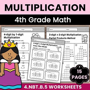 4th Grade Multiplication Worksheets: Multi-digit Practice, Word Problems (PDF) - Etsy UK