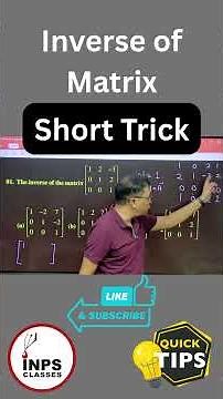 Short Cut for Inverse of a Matrix 🔥 Solve in 5 Seconds | Short Trick | By Nitin Agrawal | INPS Class