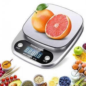 Food Kitchen Scale Digital Weight Grams 10kg/1g with LCD Display for Baking Cooking Stainless Steel