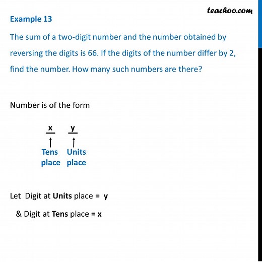 Example 10 - The sum of a two-digit number and number - Examples