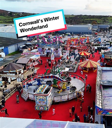 Cornwall’s Winter Wonderland at Pool Market view from the air 😊 #dji #christmas #winterwonderland #thingstodo #fairground