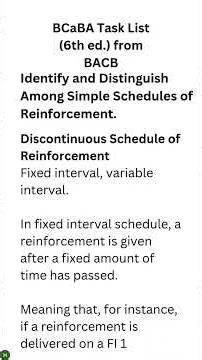BCaBA Task List: Identify and Distinguish Among Simple Schedules of Reinforcement.