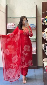 22K views · 573 reactions | Gorgeous red soft organza set Size:38,40,42,44 Color option pink Note: model is wearing size 38 | Tara Clothing Collection | Facebook