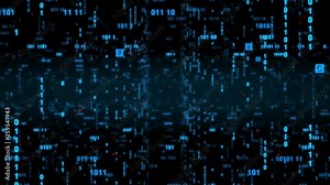 Digital fly binary code background loop. Data binary code network. 4K loop animation