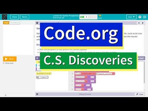 Code.org Lesson 9.2 Sprite Properties | Tutorial with Answers | Unit 3 CS Discoveries