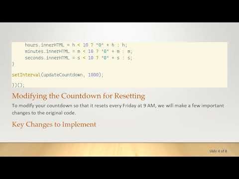 How to Reset a Countdown Timer Every Friday at 9 AM Using JavaScript
