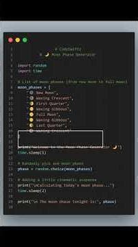 Moon phase generator program in python. #codeswiftz #coding #programming #tutorial
