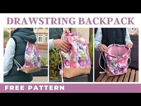 Sew A Drawstring Backpack With A Zipper Pocket - Free Pattern