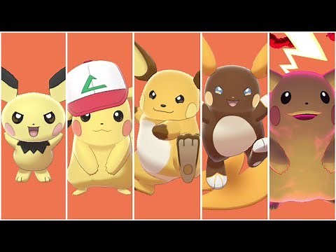PIKACHU EVOLUTION TEAM! Shiny Pichu, Pikachu, Raichu, Raichu Alola, Pikachu Gigantamax Moveset
