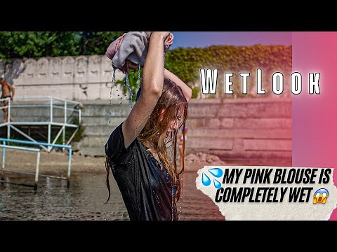 My pink blouse is completely wet😱 💦Wetlook girl in wet jeans