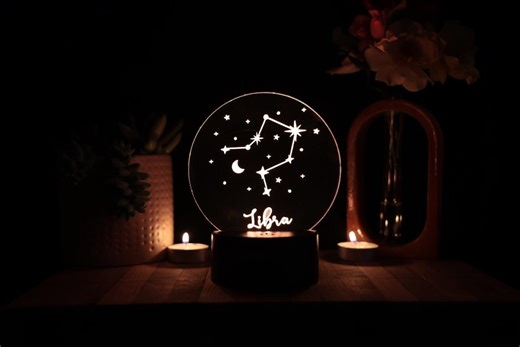 Zodiac Sign LED Night Light – Horoscope Constellation Lamp – Personalized Astrology Gift – Star Sign Decor - Etsy