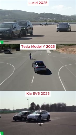 LUCID AIR 2025 vs TESLA MODEL Y 2025 vs KIA EV6 2025 #carbattle #braketest #lucid #kia #teslamodely
