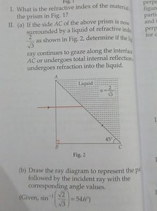I. What is the refractive index of the material the prism in Fi... | Filo